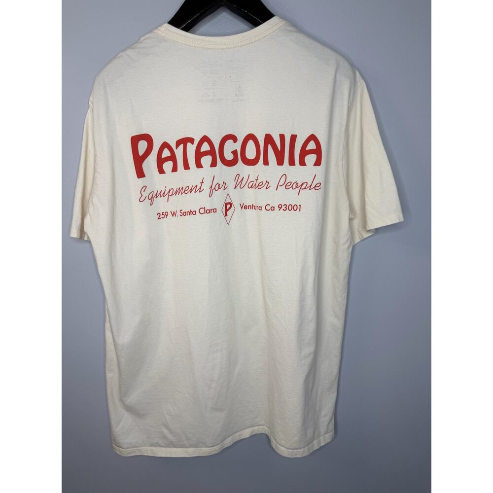 Patagonia Mens Water People Organic Pocket T-shirt Banner Undyed Natural XL - Picture 4 of 8